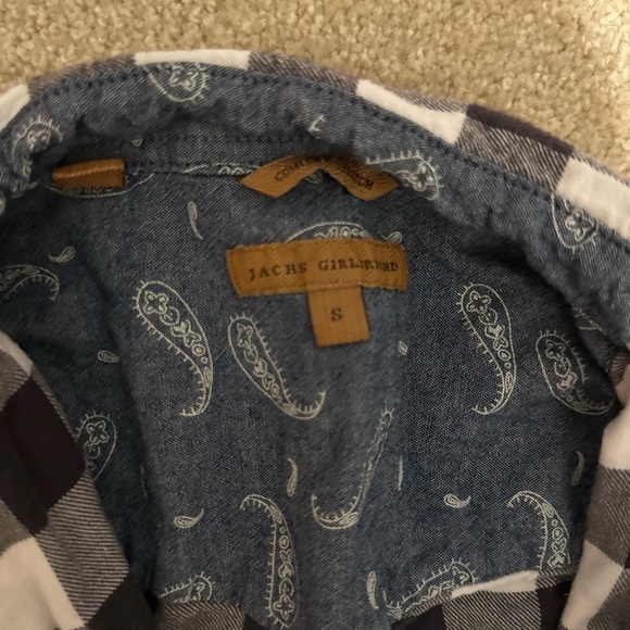 JACHS Girlfriend classic button up Black and White Plaid Shirt size small - Picture 2 of 5